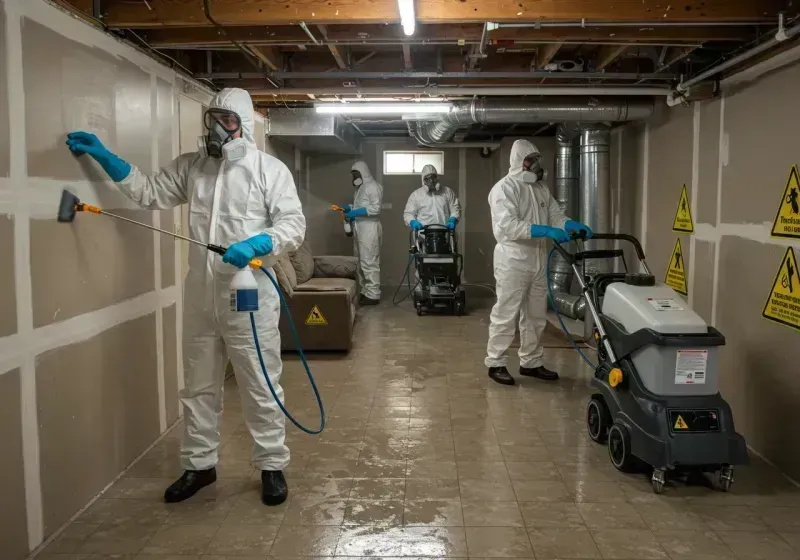 Basement Moisture Removal and Structural Drying process in Cinco Ranch, TX